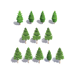 set of christmas trees