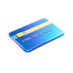 3d render of a blue credit card with gold accents isolated on transparent background