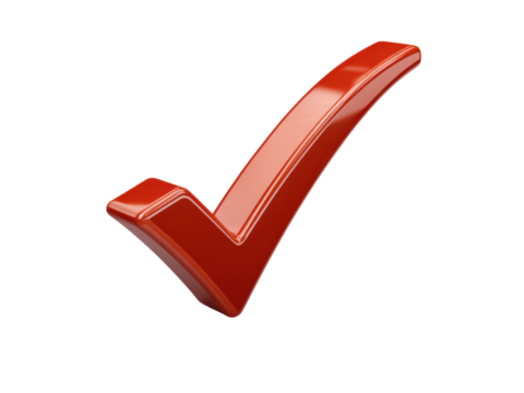 Shiny Red Check Mark Symbol Isolated on Black Background image, Isolated, Png Transparent Background