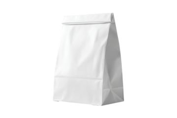 White paper lunch bag isolated on transparent background