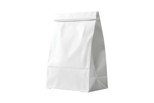 White paper lunch bag isolated on transparent background