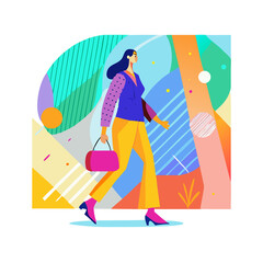 woman with shopping bags vector illustration
