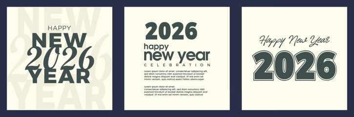 Happy New Year 2026 Vector Design. poster with unique concept. Premium design for greetings, banners, posters, calendars or social media posts.