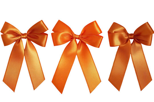 Four identical burnt orange satin bows