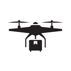 Modern Delivery Drone Solid Silhouette Vector Art
