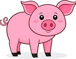 Fototapeta premium Cute pink pig illustration (1)