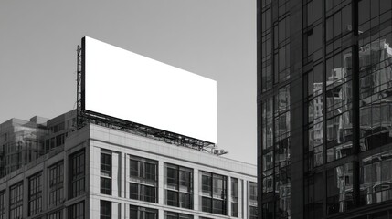 Blank billboard atop city buildings (2)