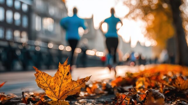 Romantic jogging date in park, suitable for dating app or wellness program promotion - Powered by Adobe