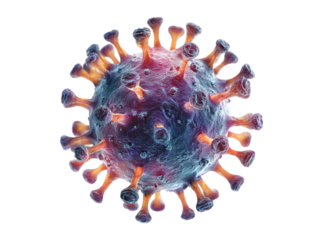 Microscopic viral particle with spiked protein protrusions and textured surface virus biology, Isolated, Png Transparent Background