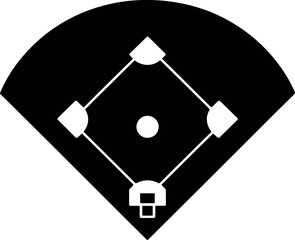 Baseball Field Diagram Minimalist Illustration for Sports and Game Enthusiasts Promoting Team Spirit and Athletic Competition Featuring Bases Pitchers Mound and Home Plate