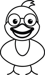 Cartoon chick wearing glasses and smiling