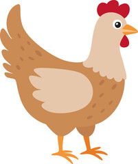 Cute simple hen, farm chicken icon
