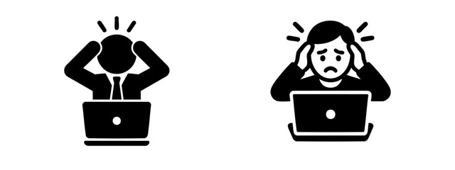  Workaholic and workaholism. Busy, rushed, fill icon and vector illustration 