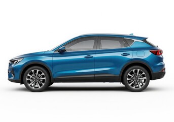 Obraz premium Blue crossover car isolated on white background