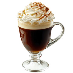 Isolated Delicious Irish Coffee with Whipped Cream