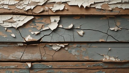 Weathered wooden boards with peeling paint and cracks, vintage rustic style