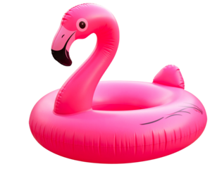 Colorful Pink Flamingo Pool Float, Isolated on Transparent Background