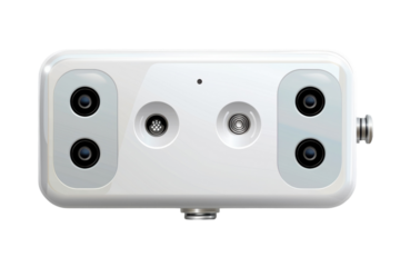 High resolution illustration of a white 3D depth camera for advanced technology use on transparent background