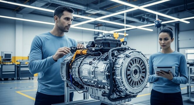 Engine Assembly Inspection by Male and Female Automotive Engineers | Mechanical Engineering, Manufacturing, Car Industry Technology
