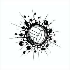 Volleyball Crashing Through Wall Illustration