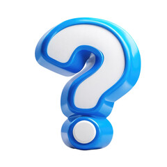 3D question mark, bright blue and white