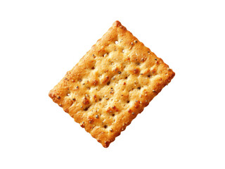 Golden baked cracker with visible seeds and salt crystals brown, Isolated, Png Transparent Background