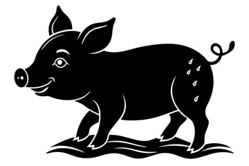 Vector illusion of  silhouette  pig