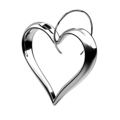 A heart-shaped pendant,  silver-toned,  intricate design,  with a loop