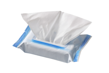 Pack of wet wipes isolated on transparent background