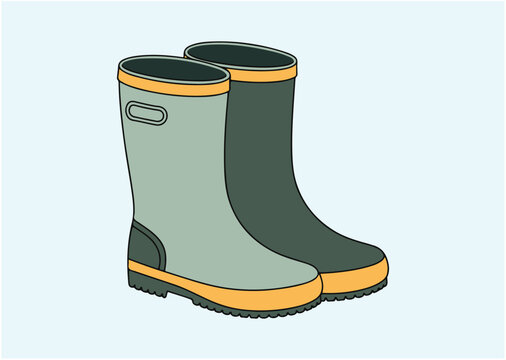 green and black rain boots clip art preview