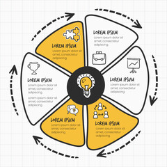 Hand Drawn Circular Infographic Diagram with Business Icons
