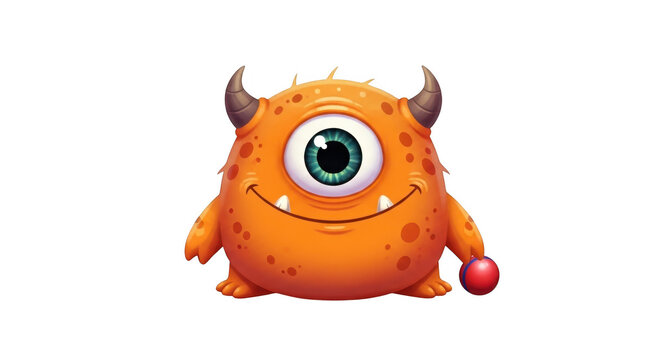 Cute orange monster isolated on transparent background transparent background