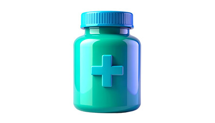 Obraz premium A vibrant, glossy medicine bottle with a prominent cross symbol, suggesting healthcare, treatment, and the importance of medical supplies.