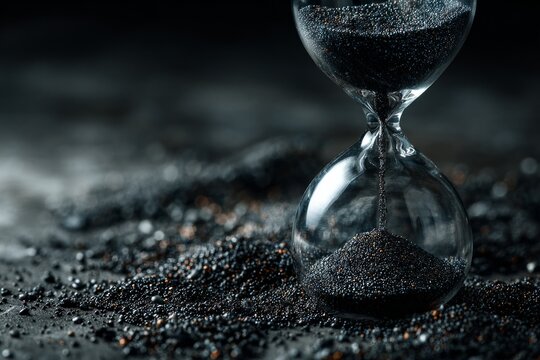 Hourglass is showing that time is running out, creating a dramatic and symbolic scene