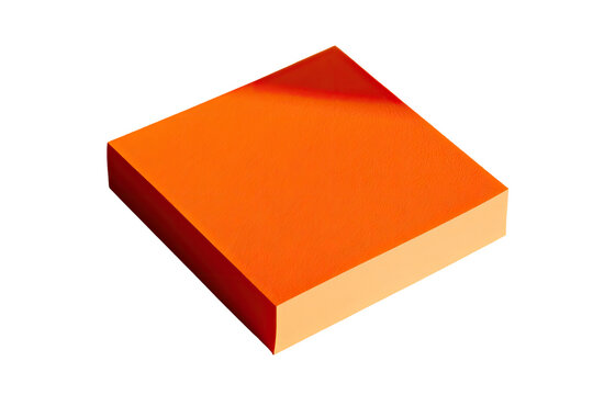A vibrant, square, orange sticky note.  A soft peach-orange gradient is visible on the lower edge