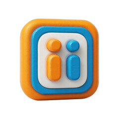 3D icon, square, orange, blue,  people, stylized