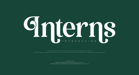 Interns minimal luxury font alphabet logo. Typography beauty fashion elegant minimalist serif italic fonts decorative wedding vintage retro logos. vector illustration
