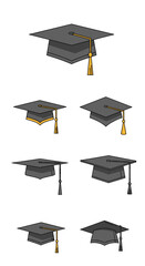 Academic graduation mortarboard hats for educational achievement celebrations