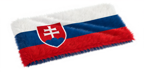 Slovakia national flag with white, blue, and red stripes and state coat of arms featuring a double cross on three hills, symbolizing history, heritage, and national pride in Europe.