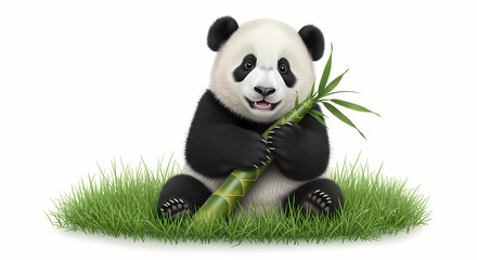 Obraz premium 3d panda eating bamboo