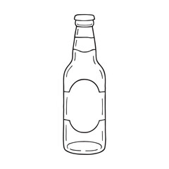 Hand-Drawn Beer Bottle Illustration – Black and White Sketch for Beverage Branding, beer bottle, hand-drawn, sketch, outline, beverage container, drink, alcohol, bottle design,