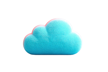 Blue Cloud Icon on Transparent Background Modern Digital Cloud Symbol