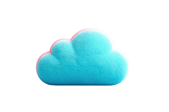 Blue Cloud Icon on Transparent Background Modern Digital Cloud Symbol