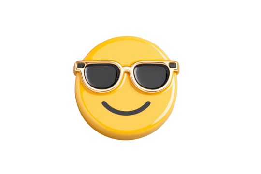 Smiling Emoji with Sunglasses on Transparent Background