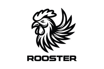 Rooster Head Design on White Background Logo Style Graphics