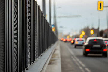 Noise-Reducing Fence Panels beside Highway with Modern Urban Integration