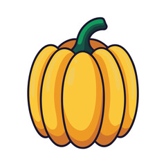 Cartoon Pumpkin with Green Stem on White Background squash gourd 1