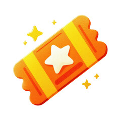 Orange ticket with stars,  cartoon style