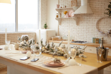 modern kitchen interior with table