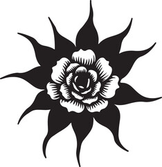 black and white rose and black and white flowers with white background